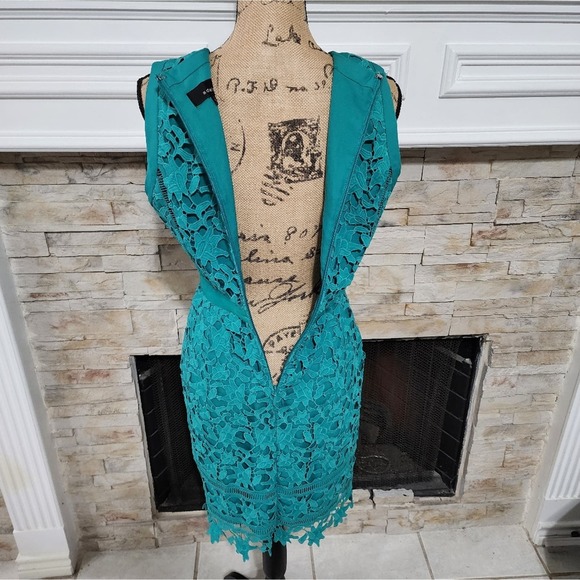 Adelyn Rae green lace overlay Sleeveless dress size small - Picture 4 of 8